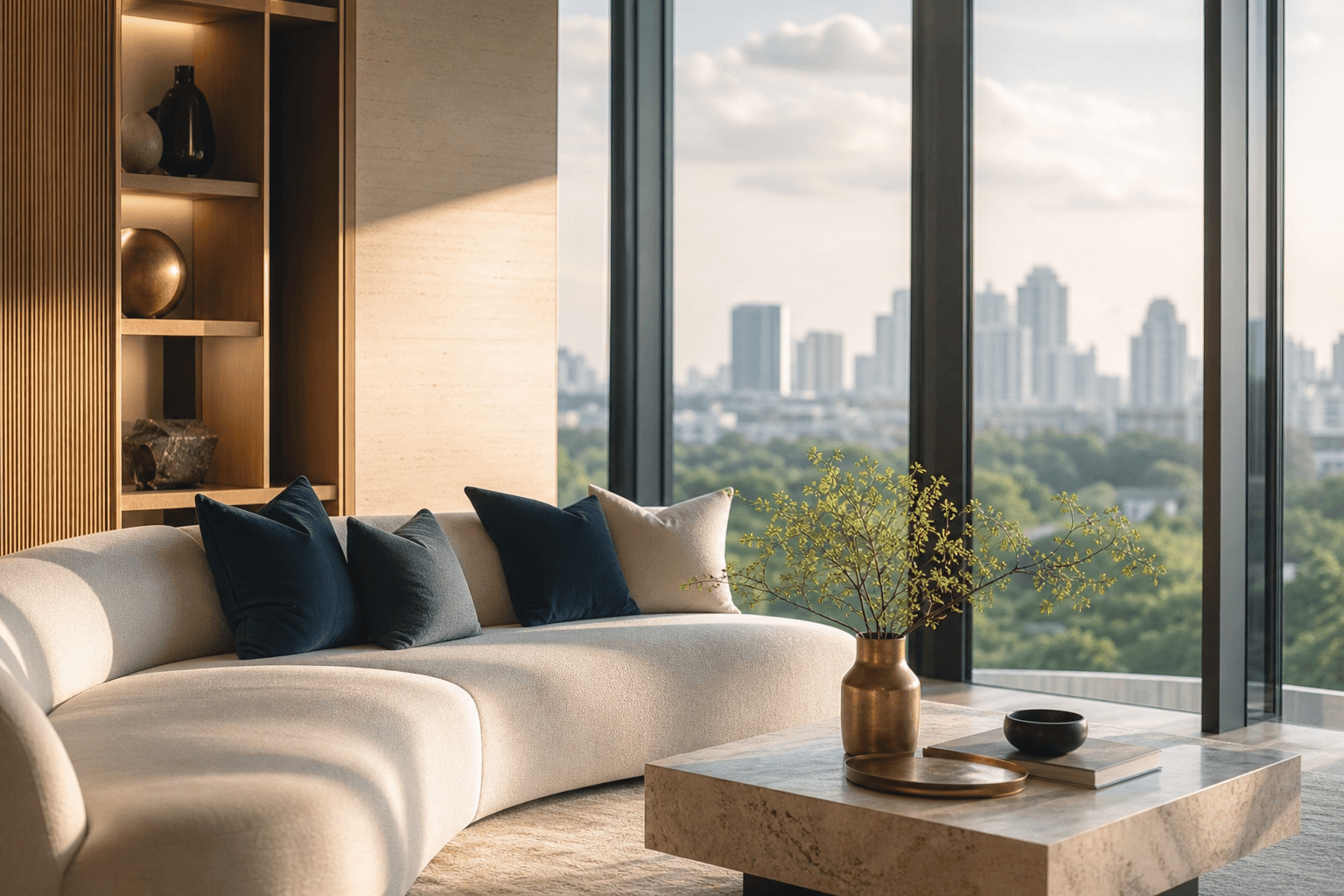 Refined fictional Singapore condominium interior